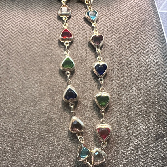 Gold Multi-Color Heart Charm Necklace - Picture 3 of 6